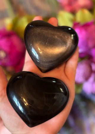 Silver Obsidian Crystal Hearts, Valentines Day Gift