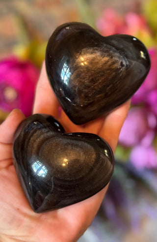 Silver Obsidian Crystal Hearts, Valentines Day Gift