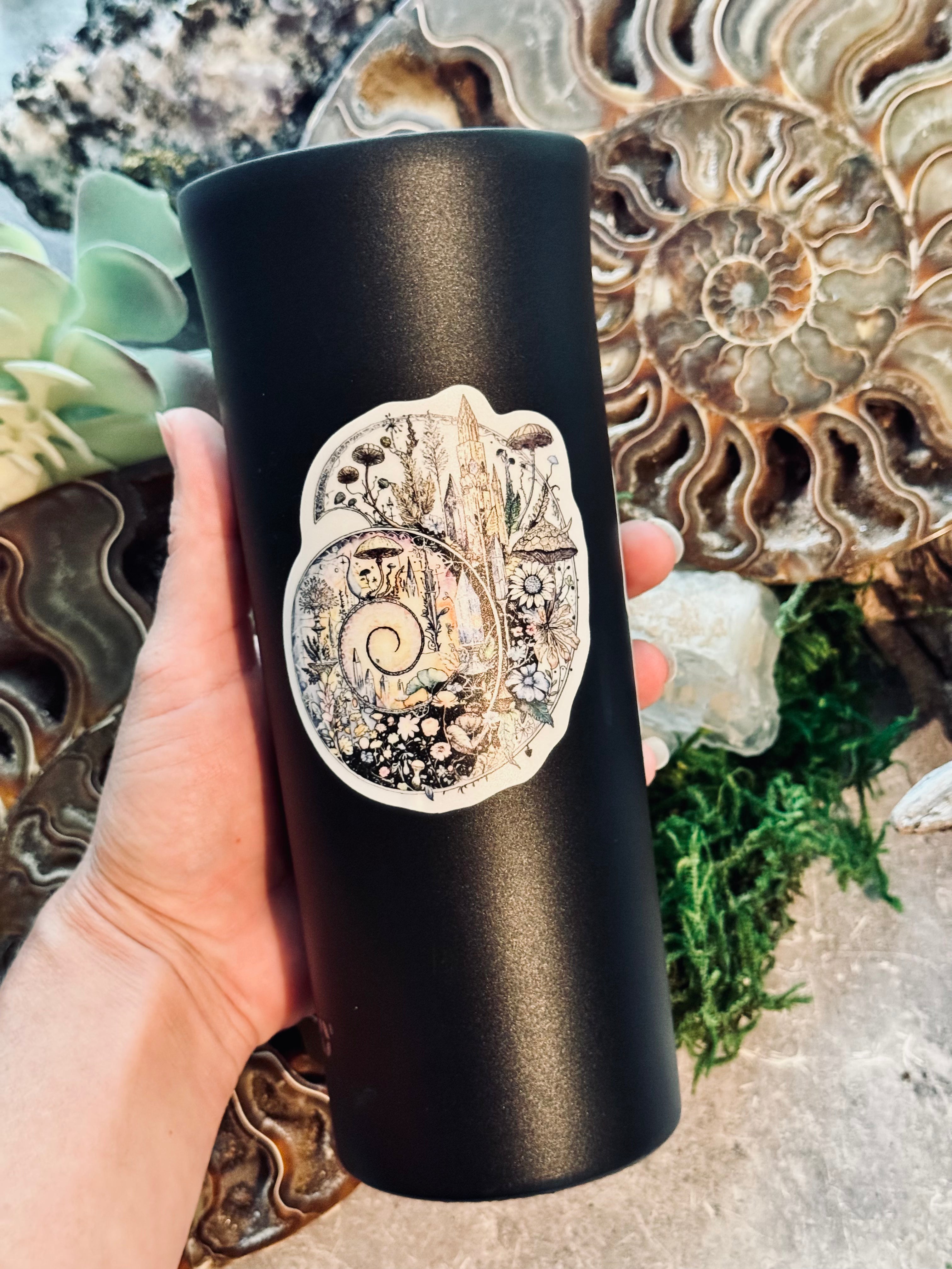 Ammonite Sticker – 3" Ancient Fossil Crystal Spiral Vinyl Decal