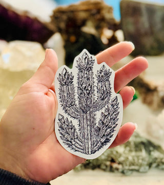Crystal Cactus Sticker – 4" Mystical Desert Crystal Vinyl Decal