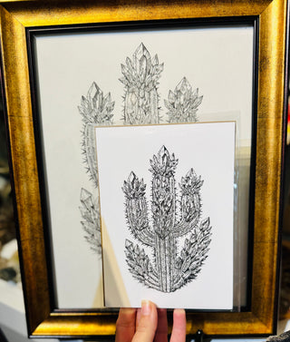Crystal Cactus Art Print – Mystical Desert Crystal Art with Poetry
