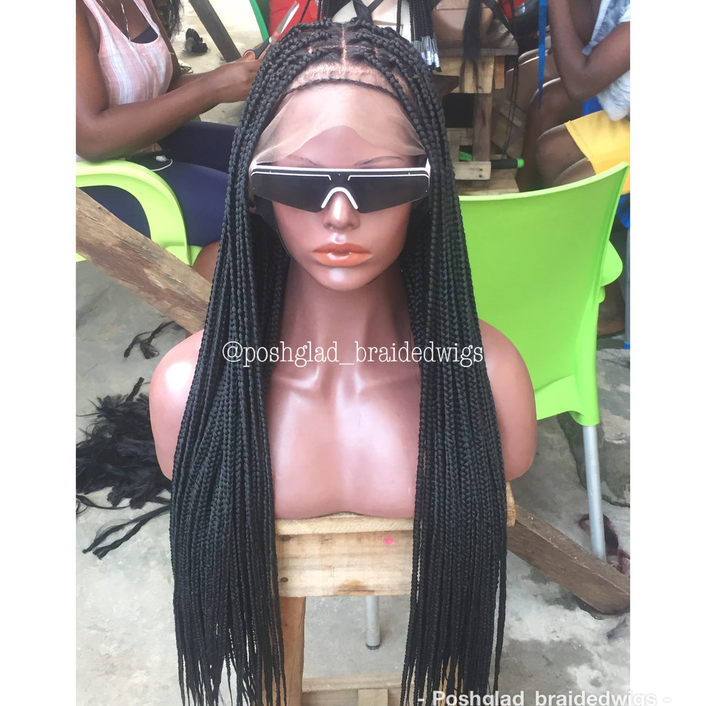 Shade Knotless Braid, Big Size Knots, Full Lace, Midback Length, Color 1