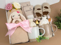 Newborn Gift Set – Baby Blanket, Handmade Bunny Rattle & Cozy Treats for Mom