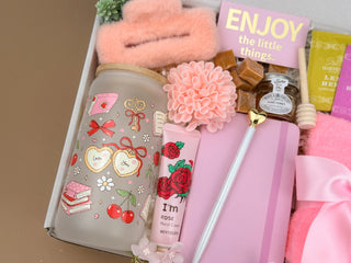 Curated Gift Boxes for Her – Pink Tea & Tumbler Relaxation Set