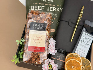 Gift Baskets for Men – Leather Journal, Coffee & Snacks
