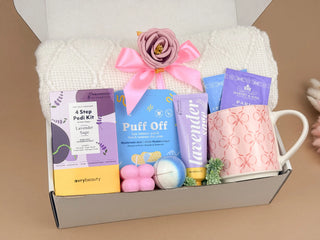 Self Care Gifts for Her – Luxury Lavender Spa & Blanket Set