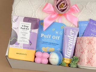 Self Care Gifts for Her – Luxury Lavender Spa & Blanket Set