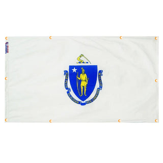 Massachusetts Flag with Grommets Along the Edges for Wall Hanging