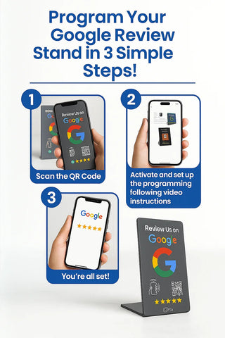 Smart NFC Google Review Stand - Contactless Tap-to-Rate Sign