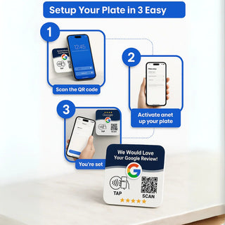 Google Review Plate - NFC Tap + QR Code, Self-Adhesive 3M  4x4