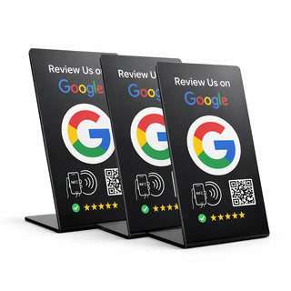 2 NFC Google Review Signs (2-Pack) - QR Code Tabletop Display