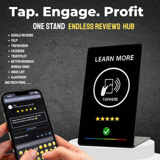 NFC Programmable Stand for Menus, Reviews, Bookings & Multi-Link Hubs (Tap to Any Link