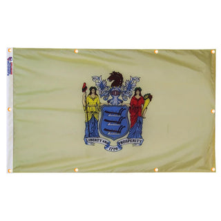 New Jersey Flag with Grommets Along the Edges for Wall Hanging