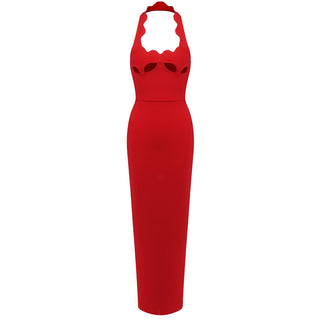 Retro French Black Dress Halter Cut out Advanced Sexy Inner Wear Spring Bandage One Piece Dress