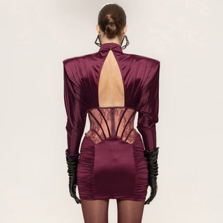 Autumn Winter Sexy Tight Elastic Satin Hip Elegant Dress