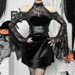 Autumn Sexy Hip Slim Lace Stitching Dress Women
