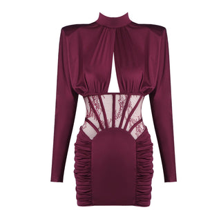 Autumn Winter Sexy Tight Elastic Satin Hip Elegant Dress