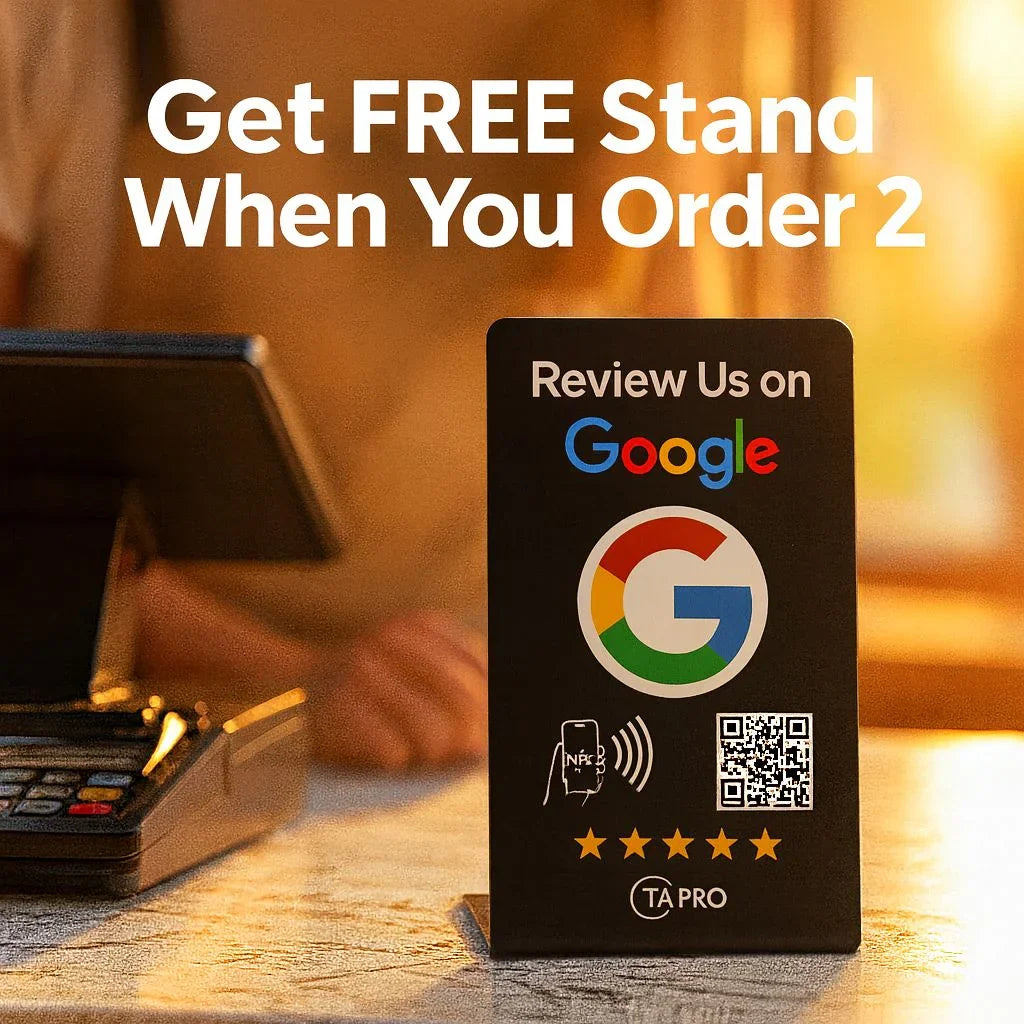 NFC Google Review Stand (3-Pack) - Premium White Tabletop Signs