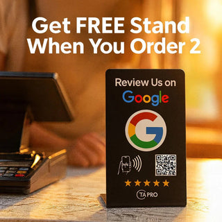 NFC Google Review Stand (3-Pack) - Premium White Tabletop Signs