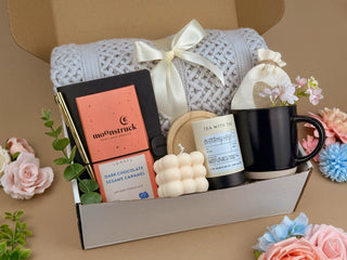 Personalized Gift Box for Him – Writer Set with Journal, Gold Pen, Tea & Chocolate