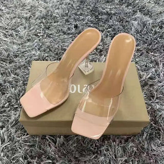 Transparent PVC Sandals Women Pointed Clear Crystal Cup High Heel Stilettos Sexy Pumps Summer Shoes Peep Toe Women Pumps Size 43