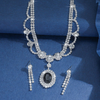 Crystal Jewelry Set - Sparkling Rhinestone Necklace & Drop Earrings for Women's Wedding / Party / Daily Fashion Accessories