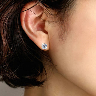 925 Sterling Silver Moissanite Stud Earrings for Women