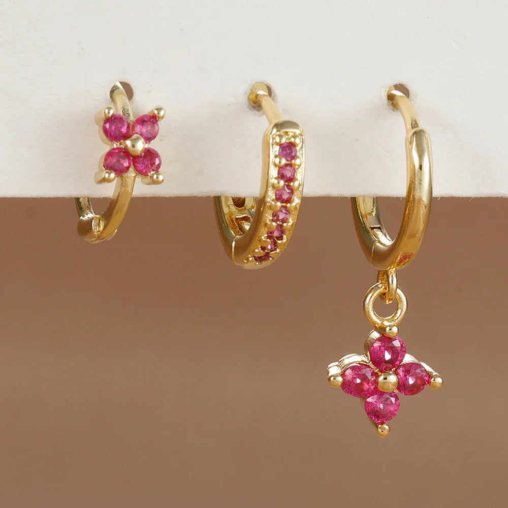 3PCS Flower Drop and Dangle Earring