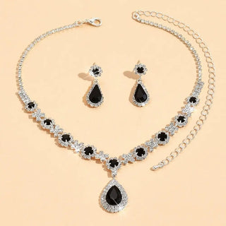 Fashionable Crystal Jewelry Necklace Earring Set Premium Water Drop Pendant Necklace Original Design Inlaid Zircon