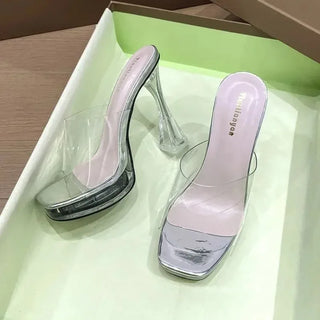 Ultra-High Heel Transparent Crystal Fashion Sandals Women's Comfortable New 2026 Style Elegant Versatile Shoes With Polyurethane