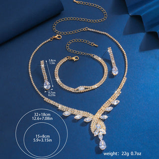 Minimalist main yarn, water droplet crystal necklace, earrings, bracelet, sparkling silver, bridal banquet and toasting accessor