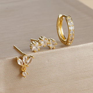 3PCS Star Zircon Hoop Huggie Earrings