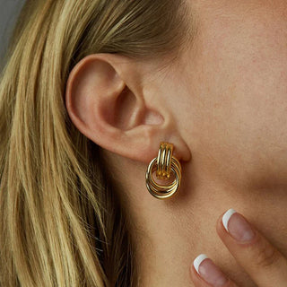 Three-Layer Textured Knot Earrings for Women