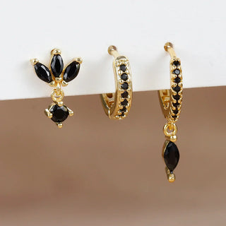 3PCS Horse Eye Zircon Stud Earrings
