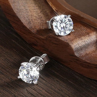 925 Sterling Silver Moissanite Stud Earrings for Women