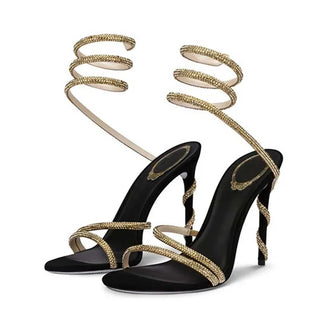 Women's High Heels Summer Street Style CRYSTAL Ankle Strap Womens Sandals Sexy Open Toe Thin High Heels Party Banquet Prom Shoes