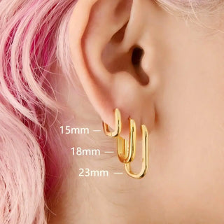 Minimalist Huggie Square Hoop Earrings