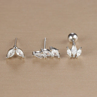 3PCS Crown Stud Earring Set for Women