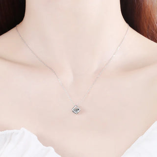 S925 Sterling Silver 1CT Moissanite Square Pendant Necklace