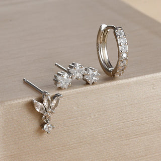 3PCS Star Zircon Hoop Huggie Earrings