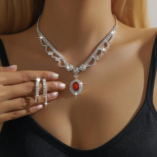 Crystal Jewelry Set - Sparkling Rhinestone Necklace & Drop Earrings for Women's Wedding / Party / Daily Fashion Accessories