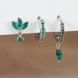 3PCS Horse Eye Zircon Stud Earrings