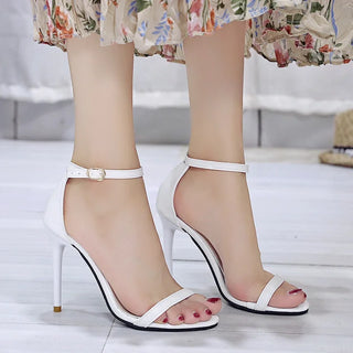 New Sexy Elegant Banquet Party High Heels Summer Solid Color Simple Fashion Buckle Comfortable Casual Sandals for Women
