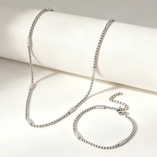 Gold Box Chain Jewelry Set, Stainless Steel Necklace & Bracelet Set, Non-tarnish Minimalist Daily Wear