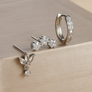 3PCS Star Zircon Hoop Huggie Earrings