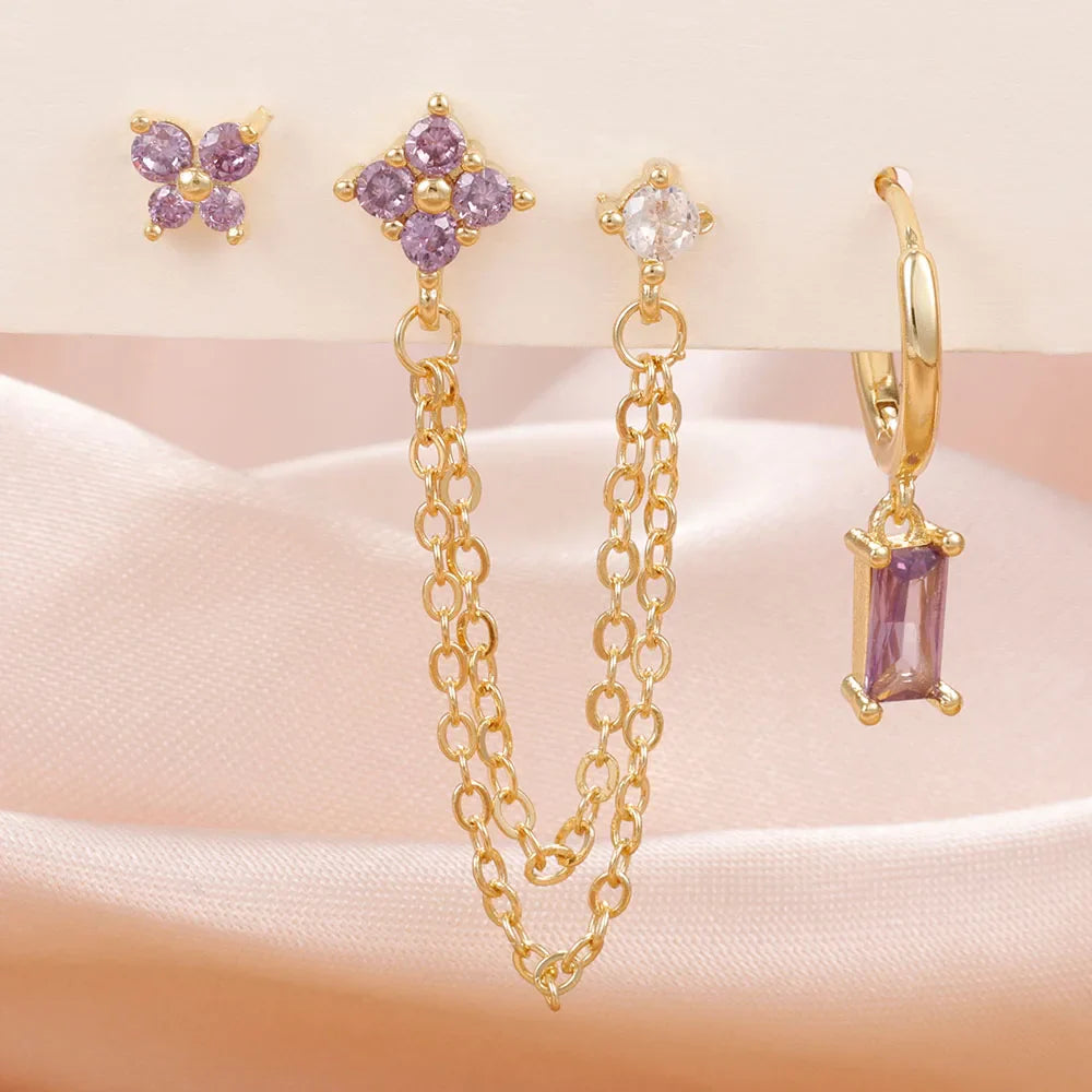 Zodiac Birthstone Earrings Set for Everyday Celestial Style