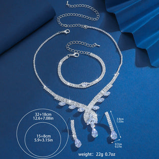 Minimalist main yarn, water droplet crystal necklace, earrings, bracelet, sparkling silver, bridal banquet and toasting accessor