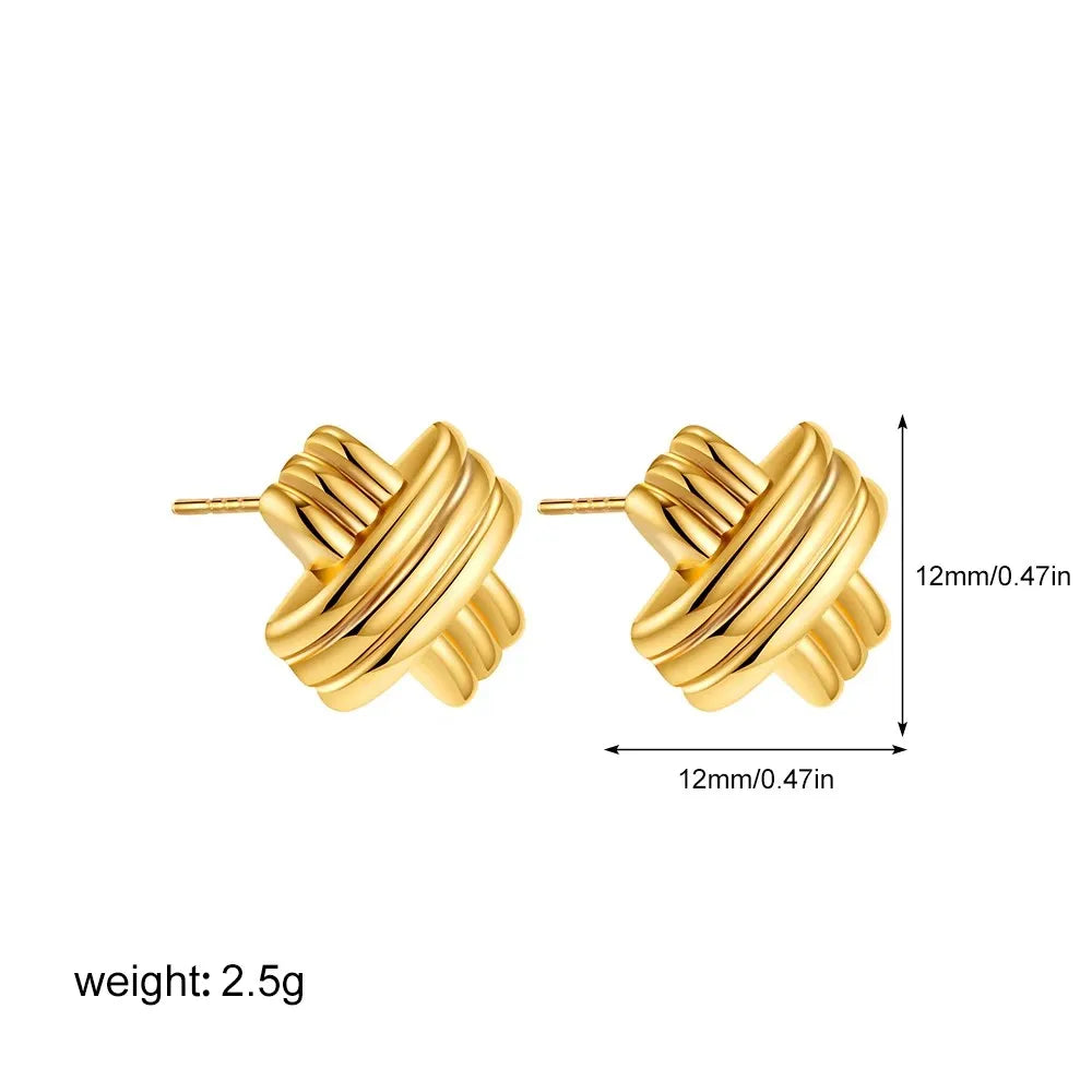 Three-Layer Textured Knot Earrings for Women