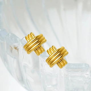 Three-Layer Textured Knot Earrings for Women