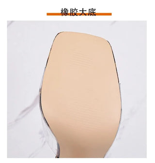 Transparent PVC Sandals Women Pointed Clear Crystal Cup High Heel Stilettos Sexy Pumps Summer Shoes Peep Toe Women Pumps Size 43
